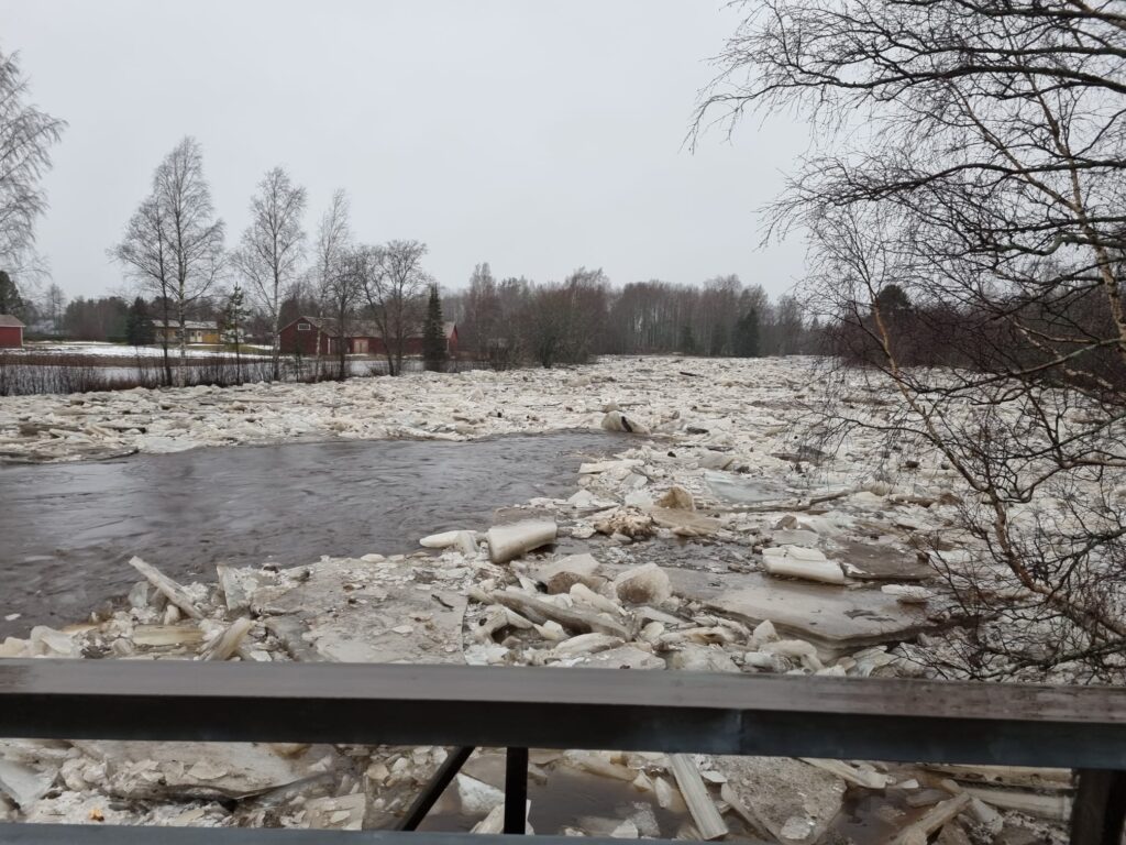 Kevään edetessä ja lumien sulaessa alkoi järvessä veden pinta nousta ja rannat olivat jo sulana, mutta niin vain piti keplotella jäälle jostakin niemen nokasta, muistelee Heikki Salmela.