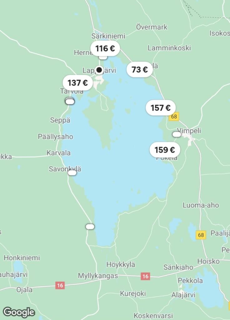 Järven ympärillä on useita yöpymispaikkoja. Kuva AirBnB:n sivulta.