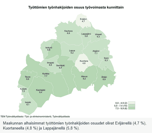 Työttömien työnhakijoiden määrä kasvoi heinäkuussa ETelä-Pohjanmaalla.