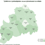 Maakunnan alhaisimmat työttömien työnhakijoiden osuudet olivat Evijärvellä (3,5 %), Kuortaneella (4,9 %) ja Soinissa (5,4 %).